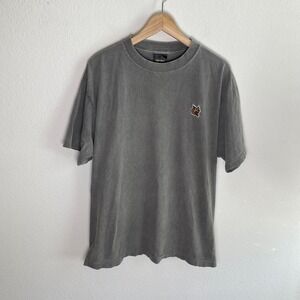 Shaka Wear Market T-Shirt Mens Large Grey Heavy Cotton Garment Dye Wolf Boxy